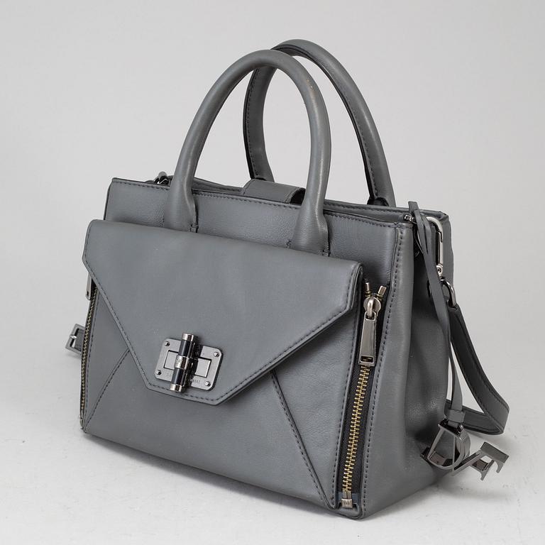DIANE VON FÜRSTEBERG, a grey leather 'DVF Secret Agent' bag.