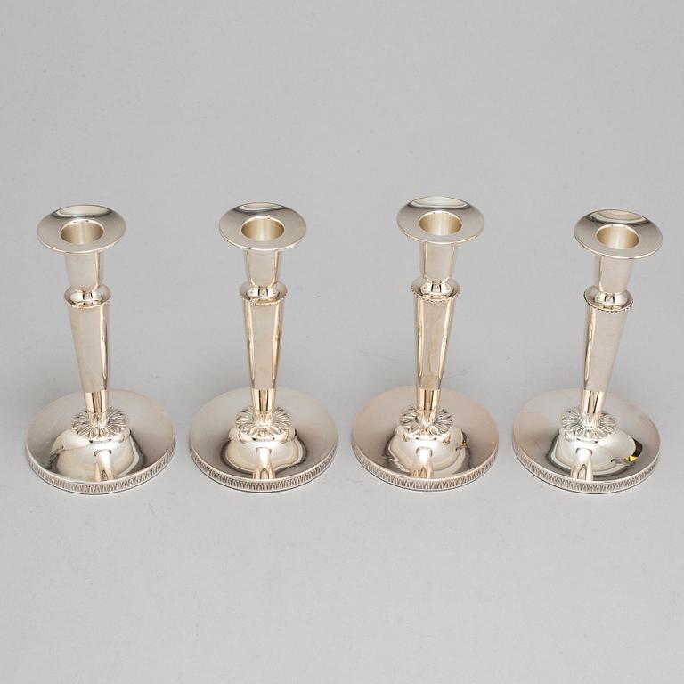 Four silver candle sticks, Göteborg, 1980's.