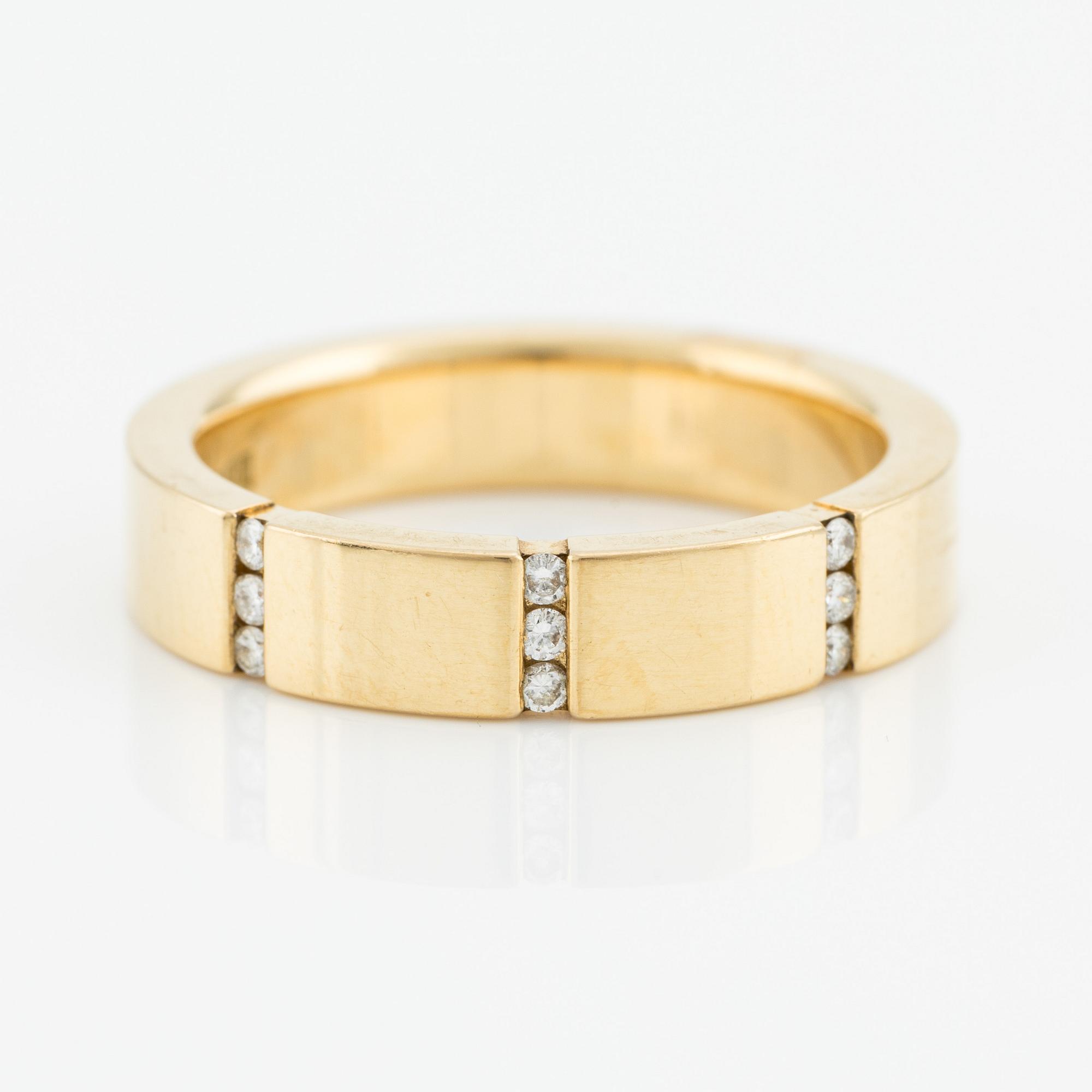 Ring 18K guld med runda briljantslipade diamanter, Engelbert.