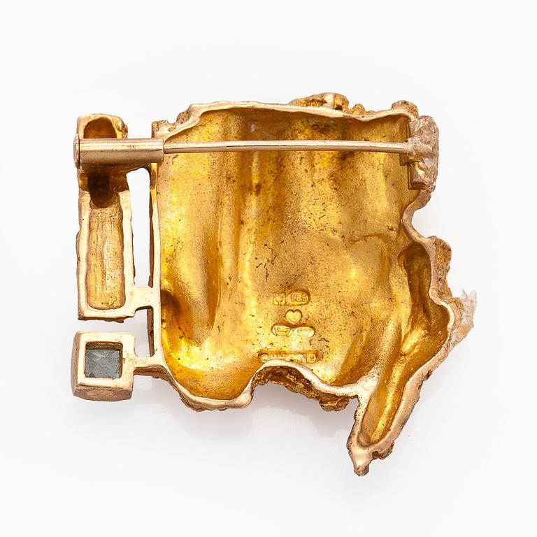 Björn Weckström, brosch, "Aquarius", 14K guld, akvamarin, Lapponia 1969.