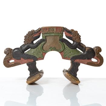 A Swedish carved and polychrome-painted part horse harness, 18th century.