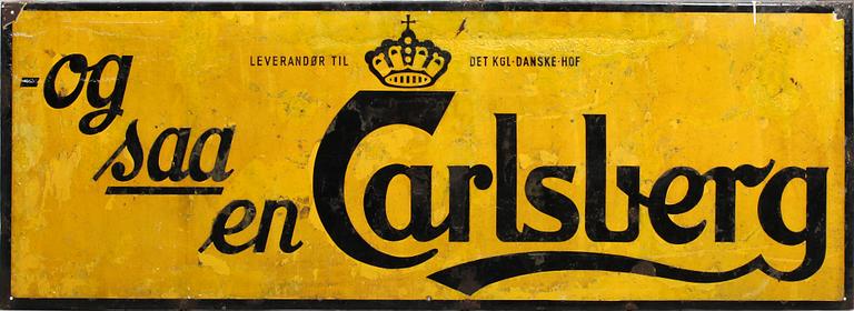 REKLAMSKYLT, emalj på plåt. Danmark, 1900-talets första hälft.