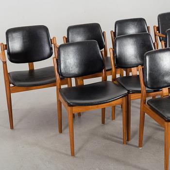 A SET OF 6+2 ARNE VODDER CHAIRS, Sibast möbler, Denmark.