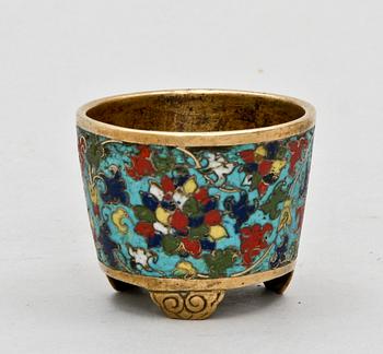 A Cloisonné miniature tripod censer, Ming dynasty (1368-1644).