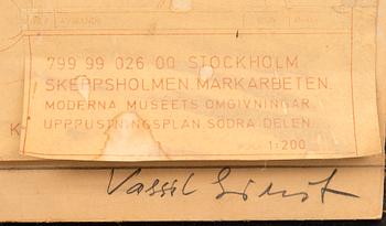 Vassil Simittchiev, drawing, "Water Mass" - Project for the Moderna Museet Stockholm, 1978.