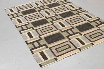 Judith Johansson, a unique carpet, "siluetter", flat weave, ca 238 x 168,5 cm, signed JJ.