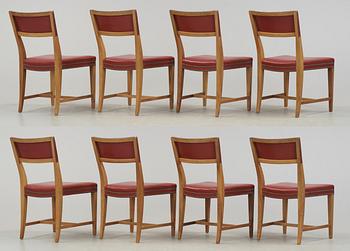 A set of eight Josef Frank walnut dining chairs, Svenskt Tenn, model 695.