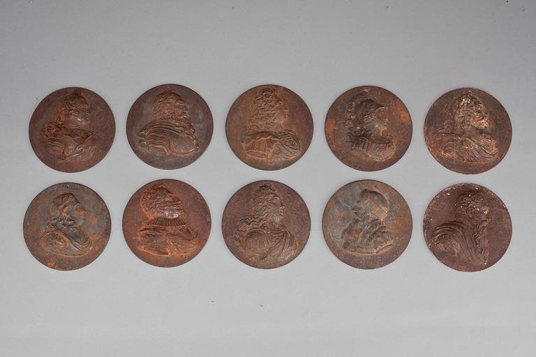 REGENTLÄNGD, 10 st. Gjutjärn. 1900-tal.