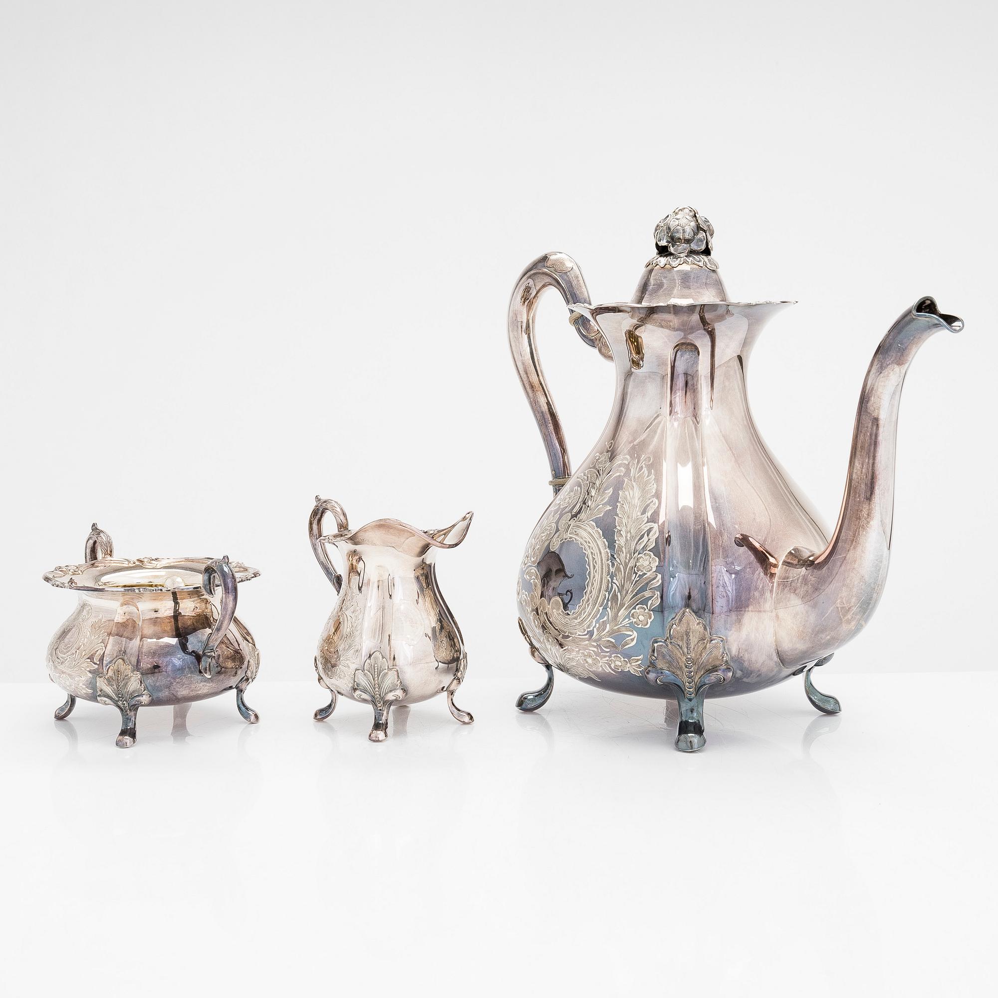 A three-piece silver coffee set, Kultakeskus, Hämeenlinna 1970.