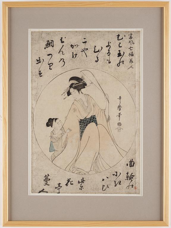 UTAMARO KITAGAWA (c.1753-1806), after, color woodblock print. Japan, 'Ebisu', 19th century.