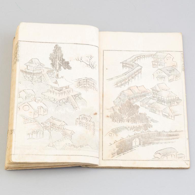Four Japanese woodblock printed books, 19th century.