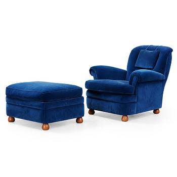 22. A Josef Frank 'model 336' easy chair and stool, Svenskt Tenn, Sweden.