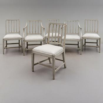 KARMSTOLAR 1 par OCH STOLAR 4 st, 1800-talets första hälft.