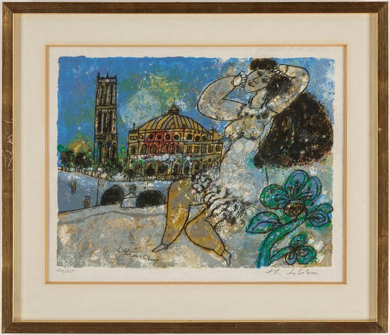 Three signed Theo Tobiasse lithographs.