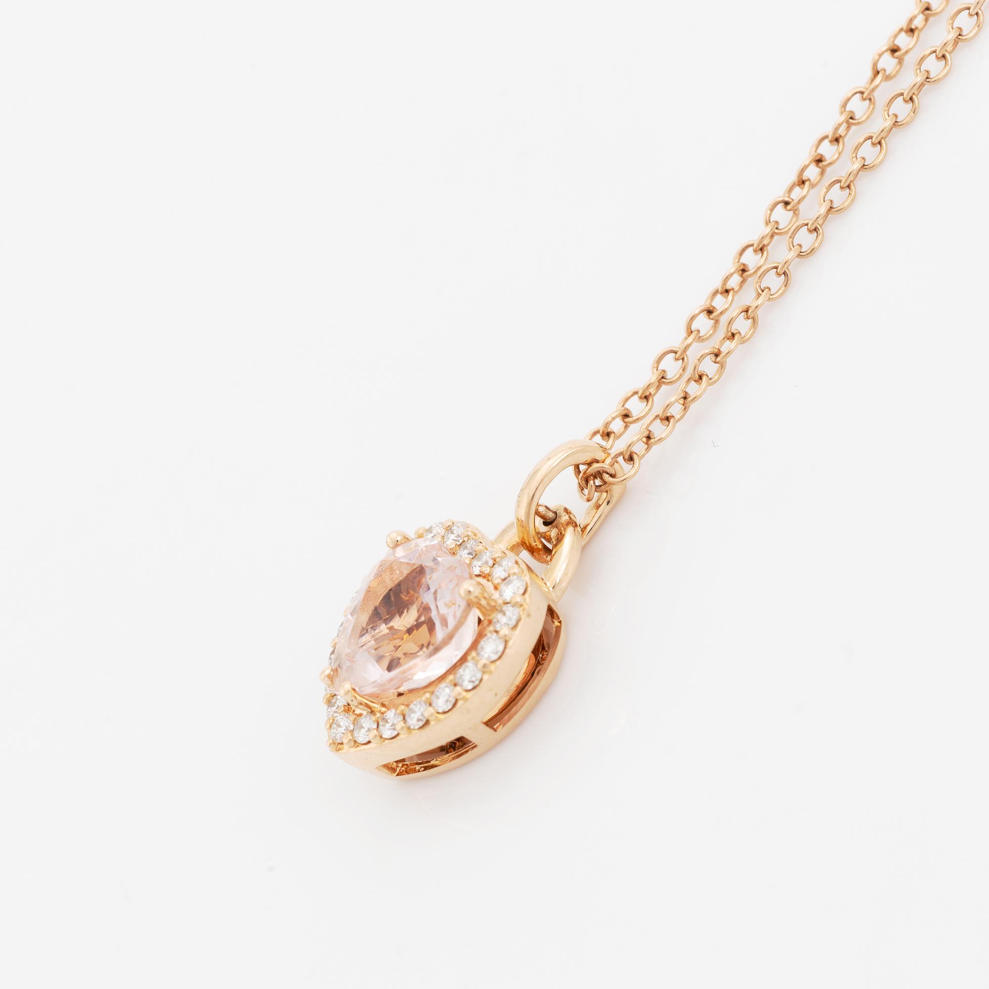 Collier med hjärtformad morganit och briljantslipade diamanter.
