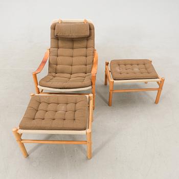 Bror Boije, armchair with 2 footstools, "Junker Hög" for Dux, 1970s.