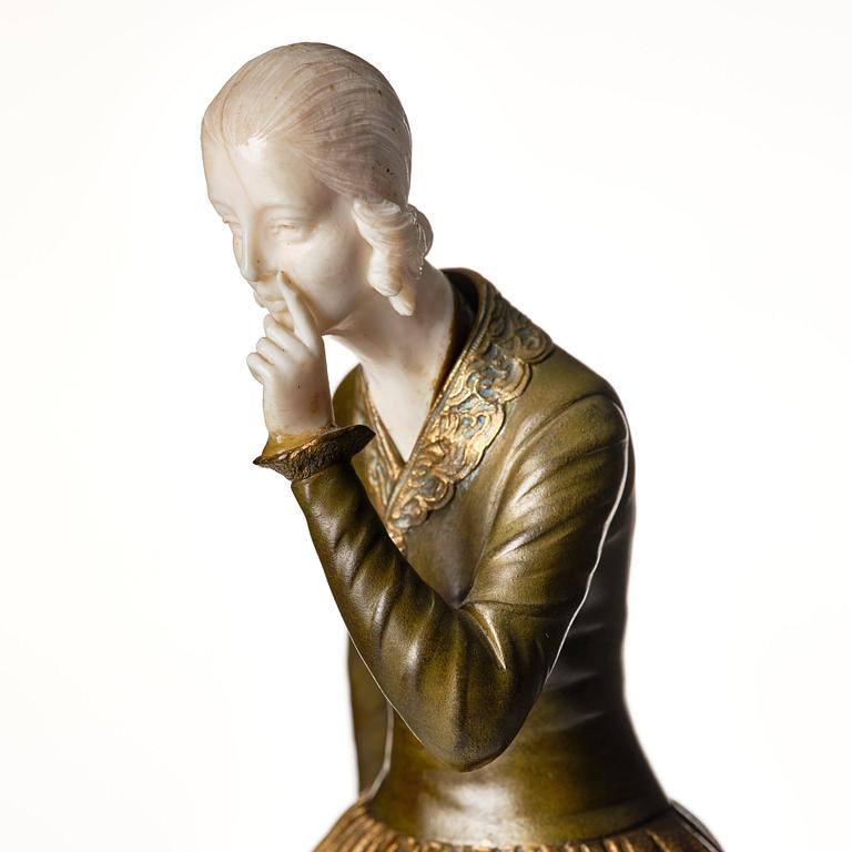 Demetre Chiparus, skulptur "Hush", patinerad brons, Paris 1920-tal.