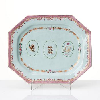 Two famille rose armorial serving dishes, Qing dynasty, Qianlong (1736-95).