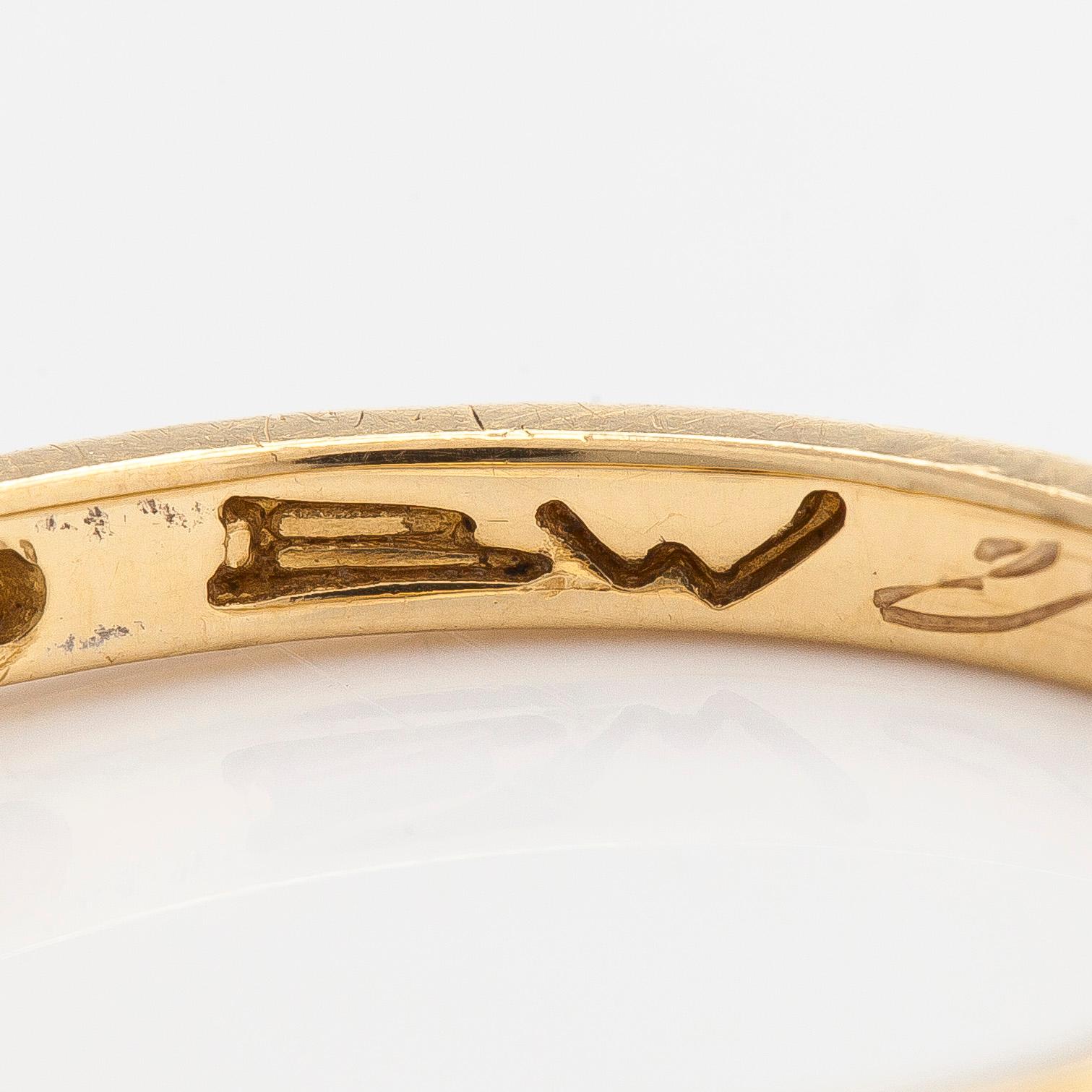Björn Weckström, an 18K gold ring and diamond, Lapponia 1966.