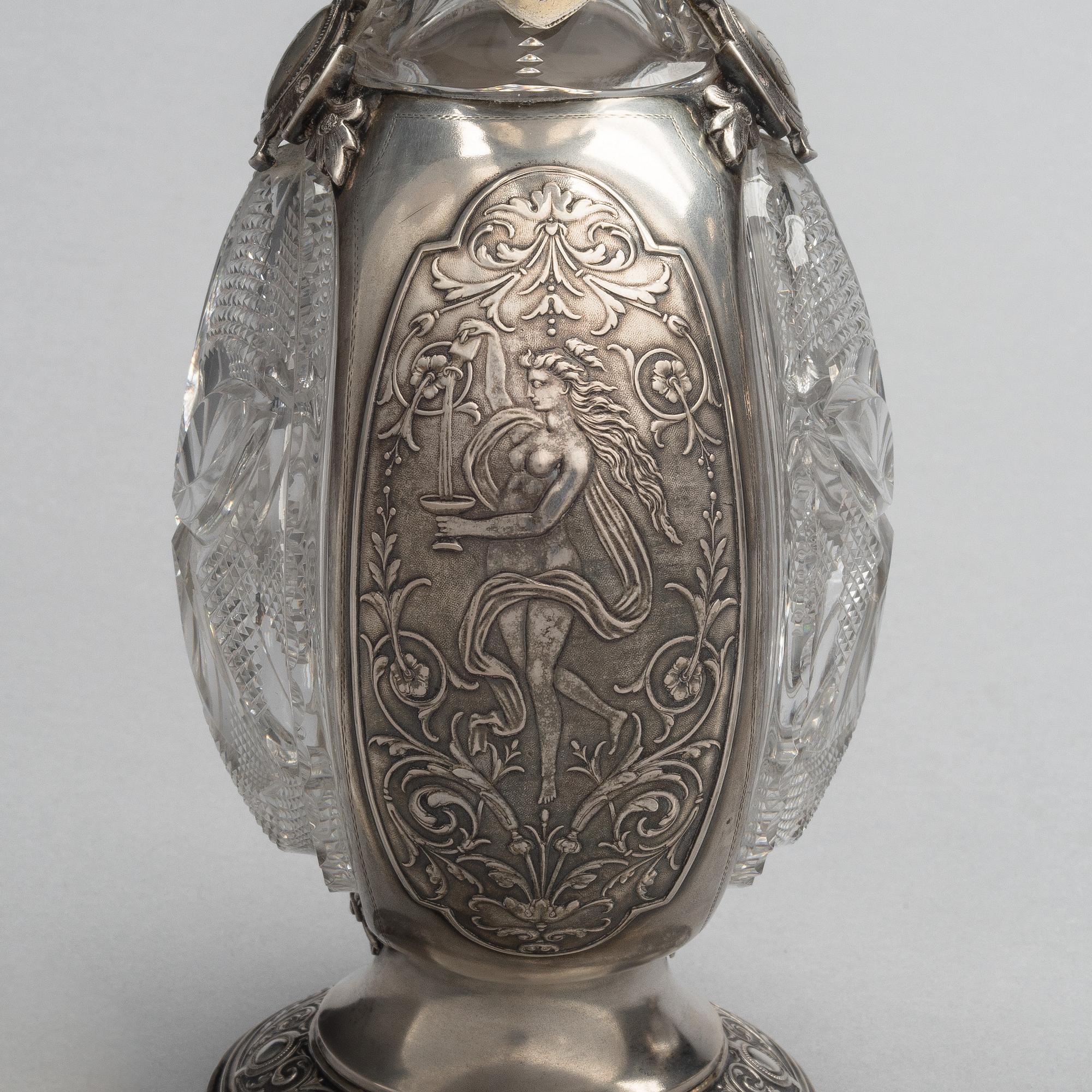 VINKANNOR ETT PAR, silver 800, troligen Tyskland ca 1880.