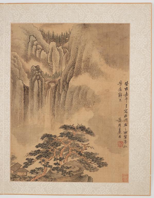 An album with 12 paintings by Qing dynasty artists, circa 1900. Attributed to Zhang Jian, Shou Ping, Yang Jin, after.