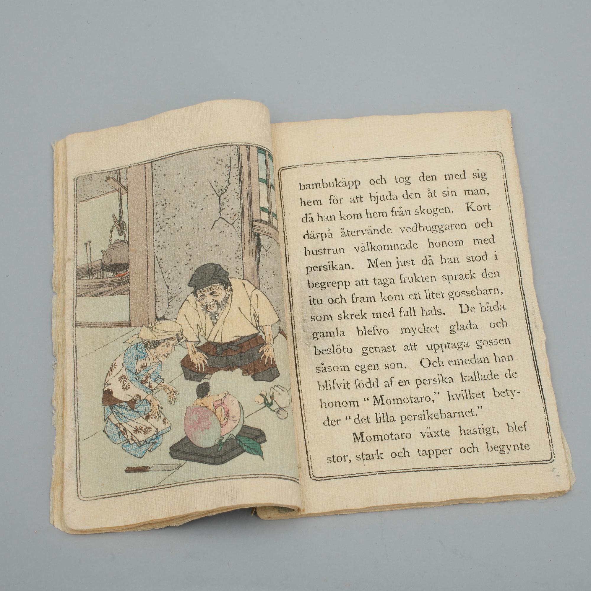 BOK, handbunden, träsnitt på rispapper,"Momotaro", Japan, 1900-talets första hälft.