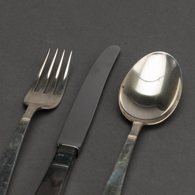 A 36 piece SILVER 1970s SWEDISH CUTLERY SET.