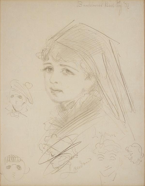 Anders Zorn, A portrait sketch and caricature drawings.