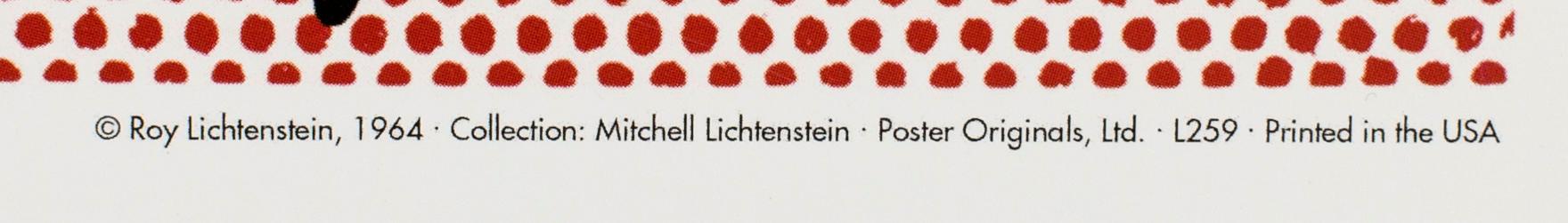 ROY LICHTENSTEIN, after, poster,  'Kiss V - 1964' 1990.