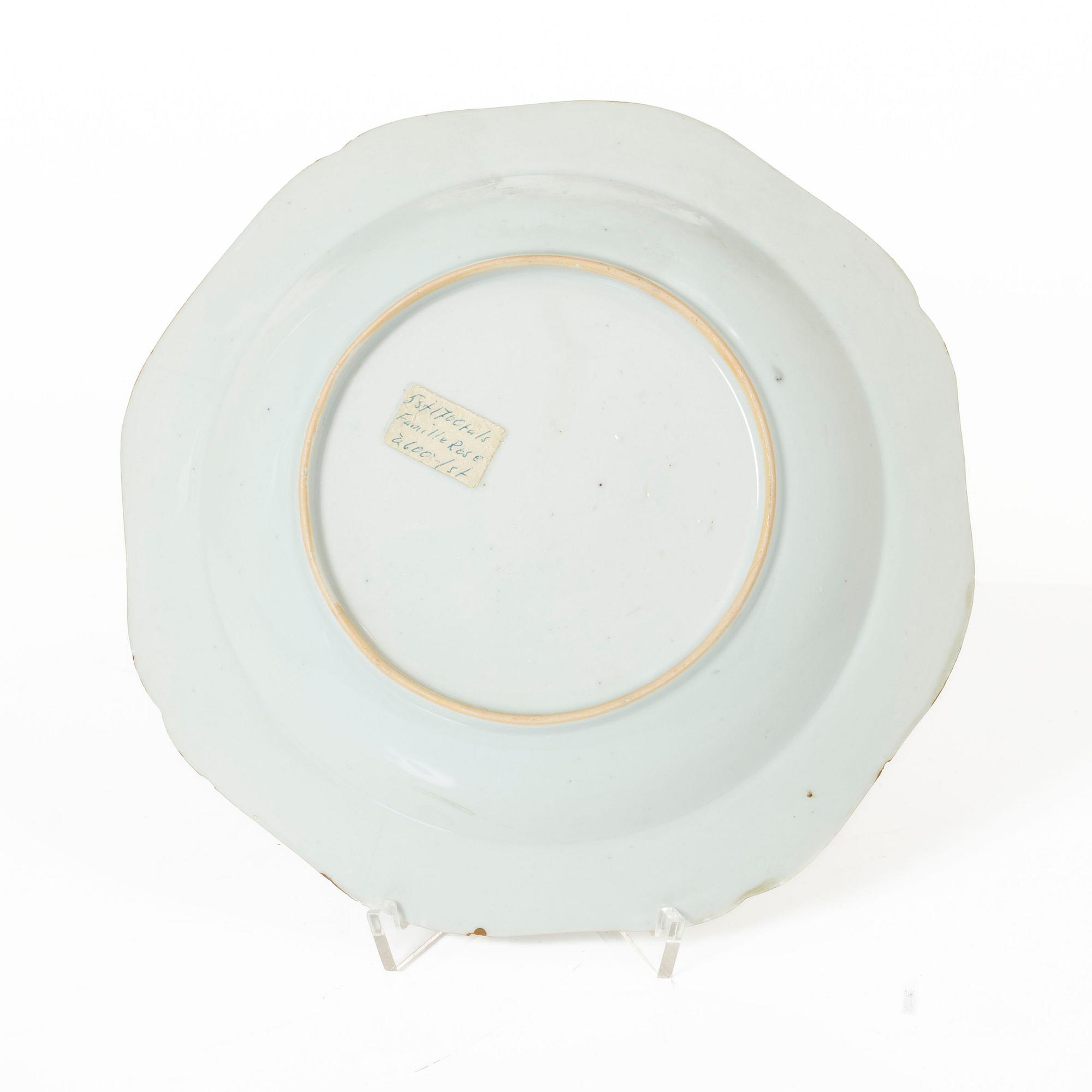 Five porcelain plates, China, Qing dynasty, Qianlong 1736-95.