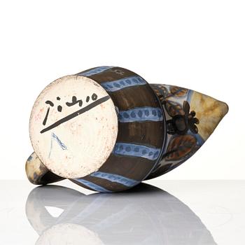 Pablo Picasso, kanna, lergods, "Pichet gothique aux marguerites", unikat, Madoura, Vallauris, Frankrike, 1953.