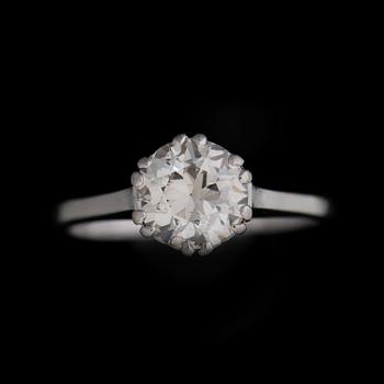 A RING, old cut diamond, 14K white gold.