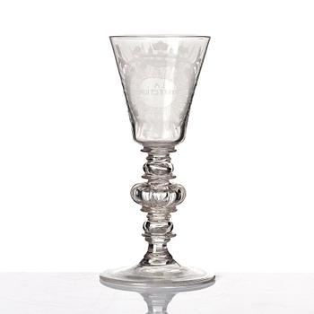 A Swedish Glass goblet, Kungsholms glasbruk, 1700-tal.