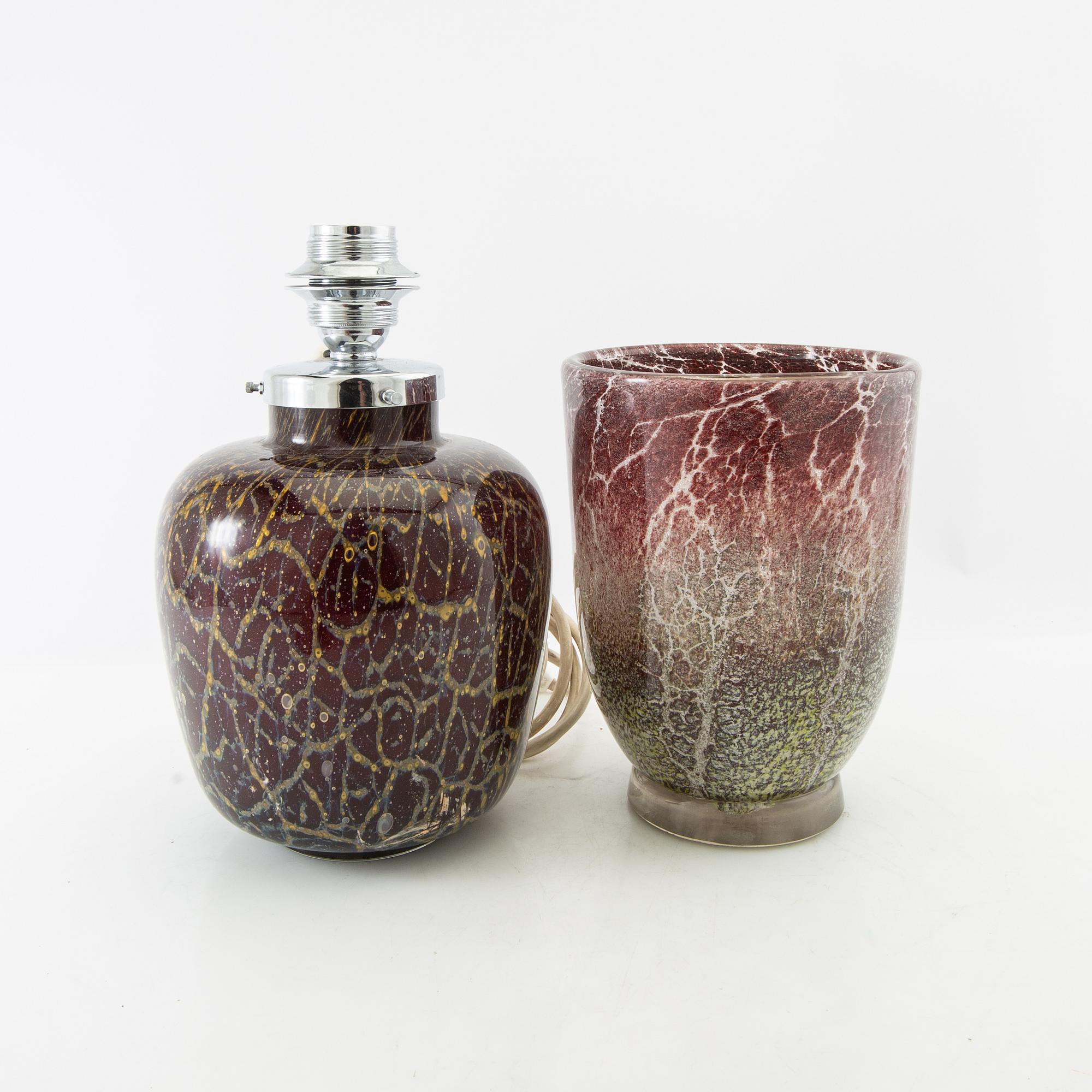 Table lamp and vase, Ikora, WMF (Württembergische Metallwarenfabrik), Germany, mid 20th century.