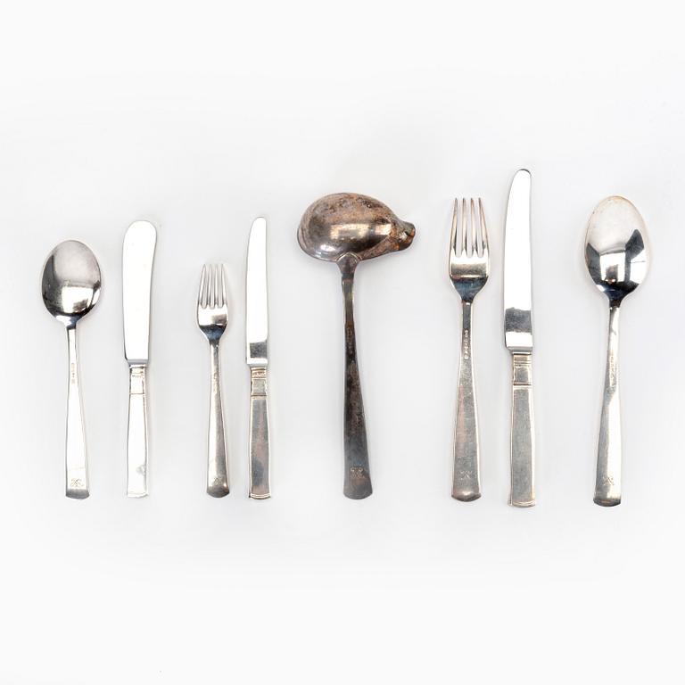 A Swedish 20th century set of 86 silver cutlery mark of Jacob Ängman GAB Stockholm 1950/60s total weight 3040 grams.