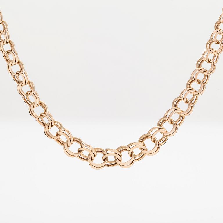 A 14K gold graduated Bismarck link necklace, Westerback, Helsinki 1969.