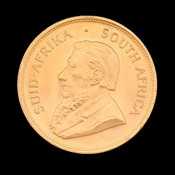 GULDMYNT, finguld, Krugerrand, Sydafrika, 1983. Vikt ca 34 g.