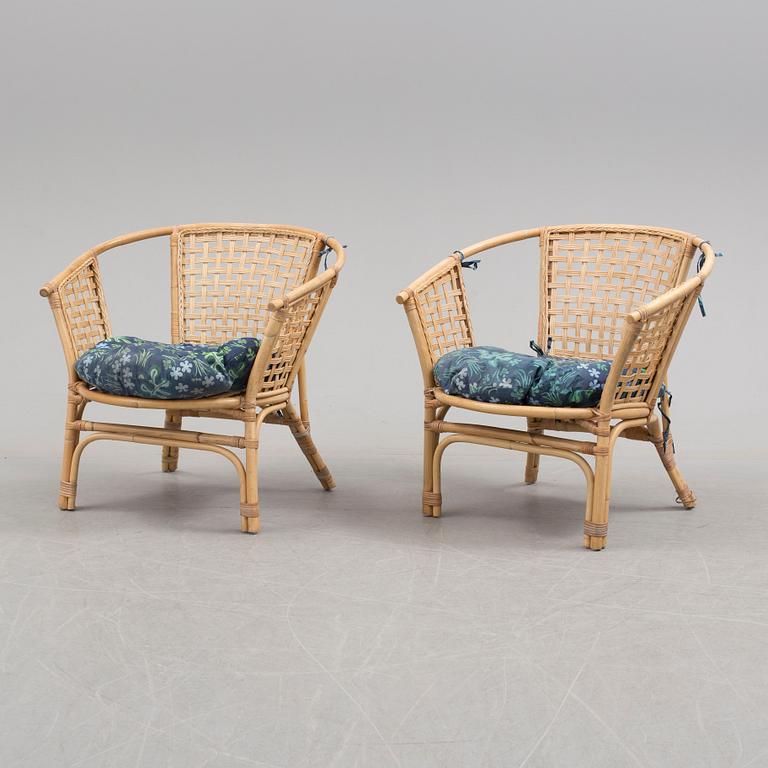 GARDEN FURNITURE, four pieces, rattan, end of the 20th century.