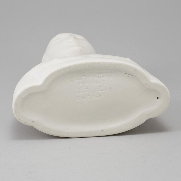 STIG LINDBERG figurin i parian, "Mannen med masken", Gustavsberg 1970-tal. Modellen formgiven 1944.