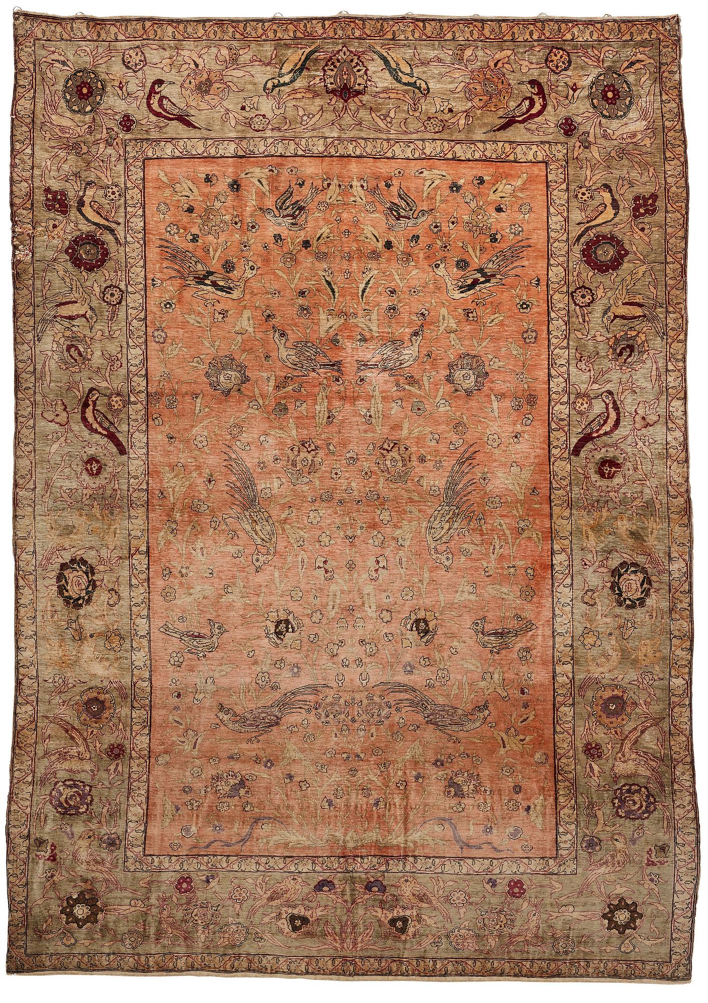 A rug, antique, silk with metal brocade, Istanbul, so called 'Koum Kapi', Ottoman empire,  ca 181,5 x 127,5 cm.