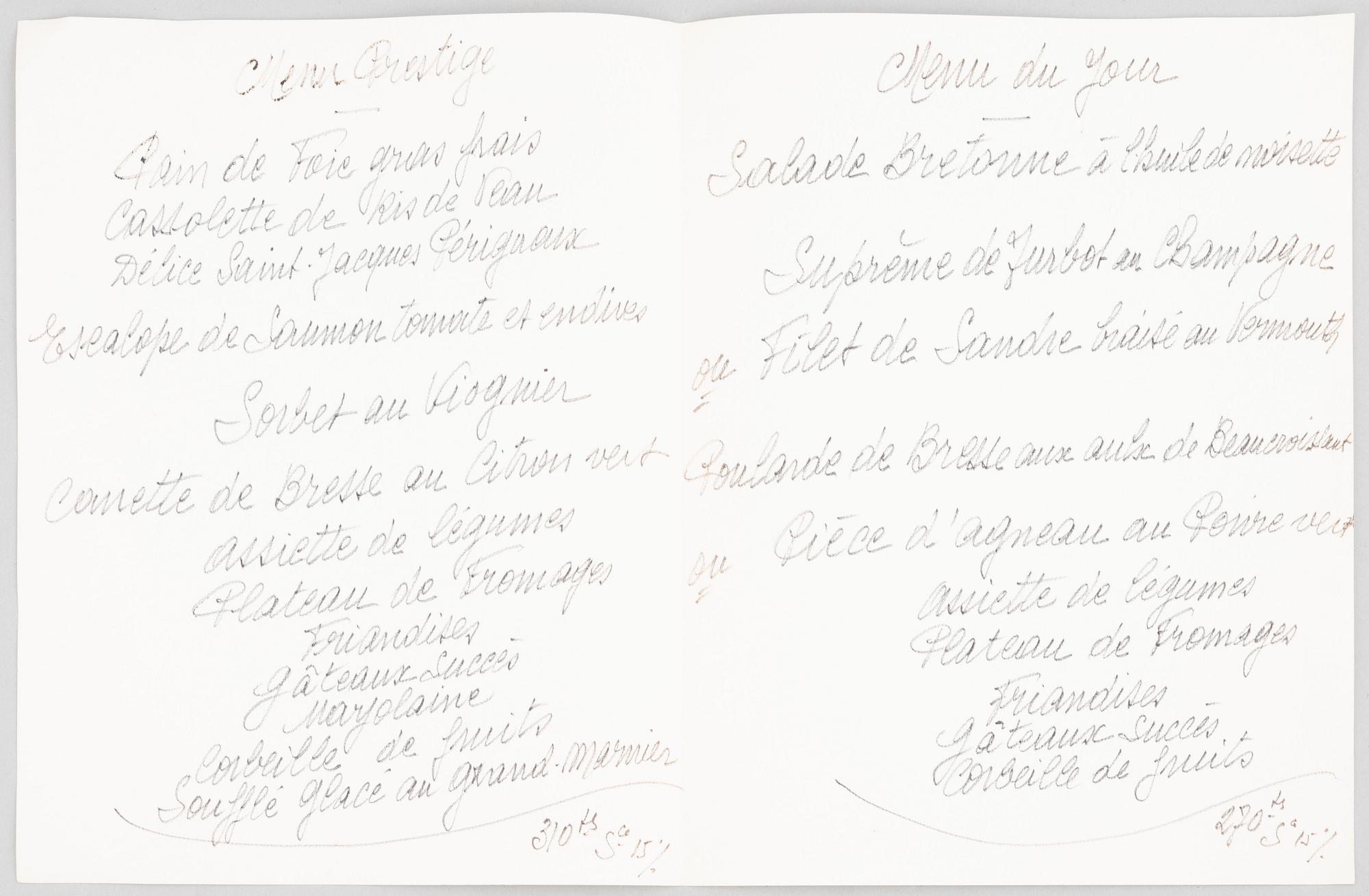 Books and menus of French gastronomy.