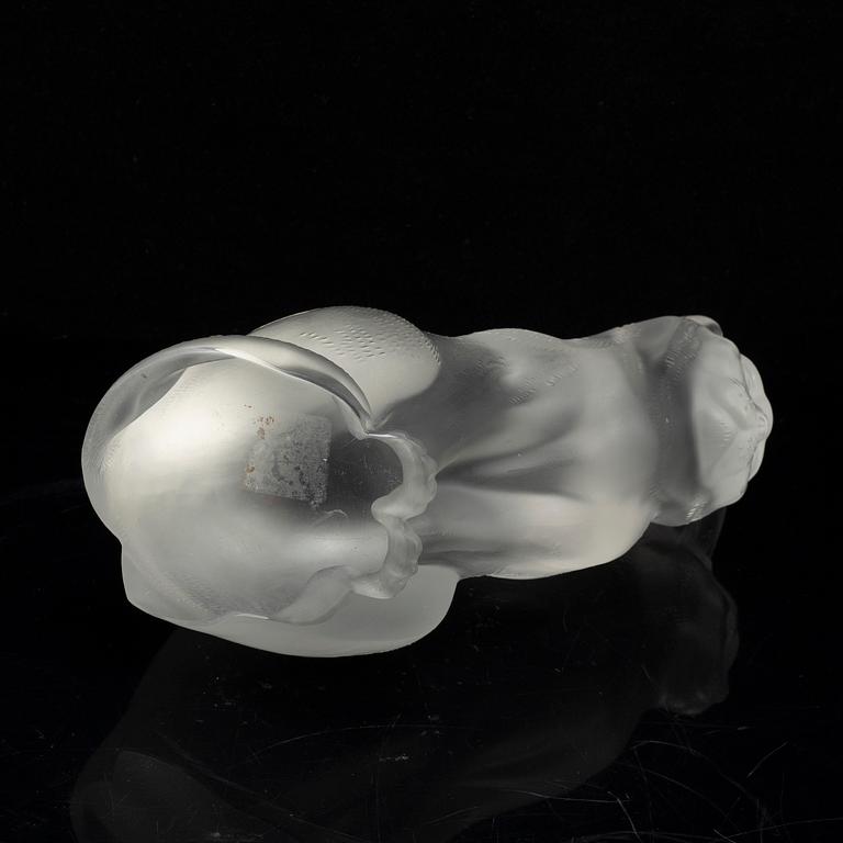 RENE LALIQUE, figurin i form av katt, signerad Lalique France, gjutet glas 1900-talets senare del.