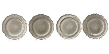 1303. A set of two pairs Swedish Rococo 18th century pewter dishes.