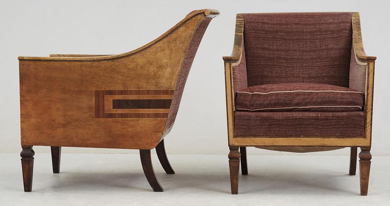 A pair of 1930's armchairs attributed to Axel Larsson,
Svenska Möbelfabrikerna, Bodafors.