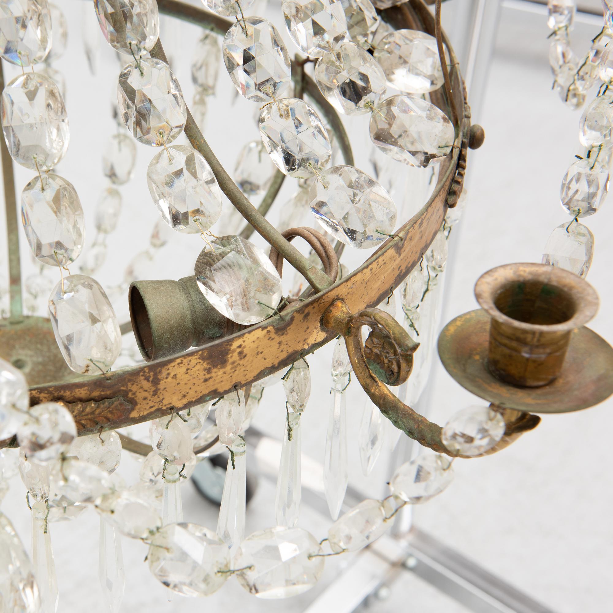 A Gustavian style chandelier, around 1900.