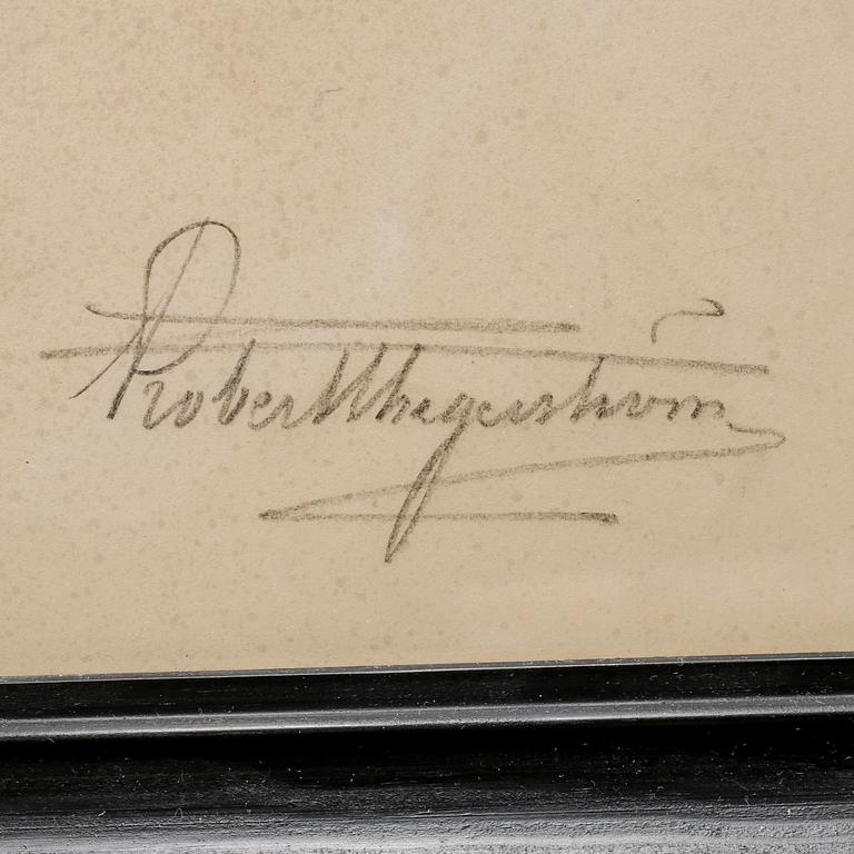 ROBERT THEGERSTRÖM, kol på papper, Signerad Robert Thegerström och approberad okt 1879.