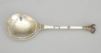 387. A Swedish 18th century parcel-gilt spoon, makers mark of Nils Grubb, Hudiksvall 1775.