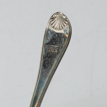 A set of three Swedish silver sauce ladles and a small sauce bowl, mark of Johan Petter Grönwall,  Stockholm 1824-37.