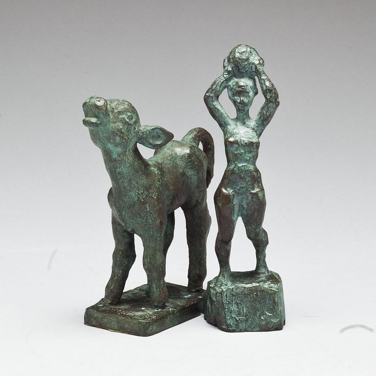 SIGGE BERGGREN, skulpturer, 2 st. Brons, signerade.