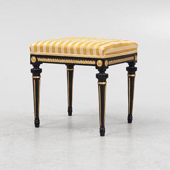 A late Gustavian stool, with the mark of Stockholms chairmakers guild, end of the 18th Century.